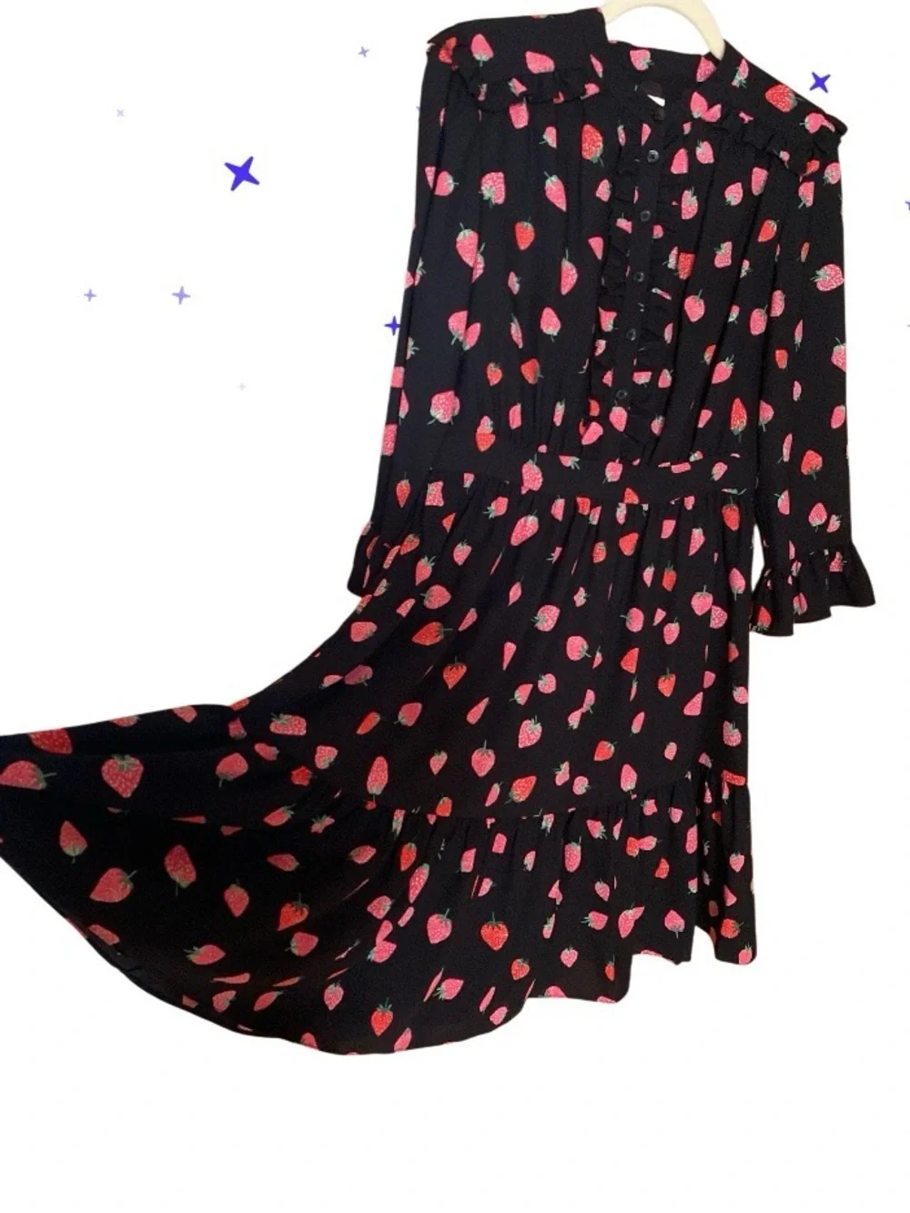 NWOT Kate Spade Tossed Strawberry Ruffle Shirtdress size 10